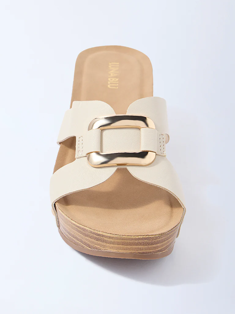 LUNA BLU Ivory Hardware-Detailed Wedge-Heel Sandals - Exclusive - Image 3