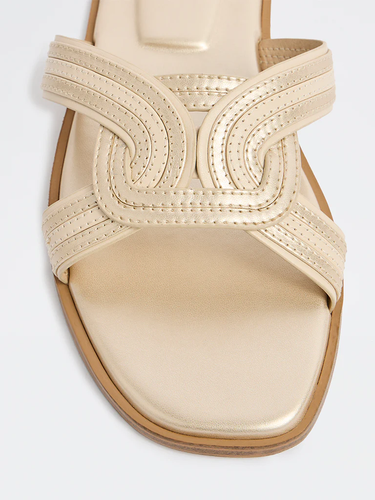 LUNA BLU Ivory Interwoven Slides - Image 4