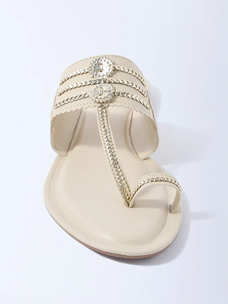 LUNA BLU Ivory Kolhapuri Sandals - Exclusive - Image 3