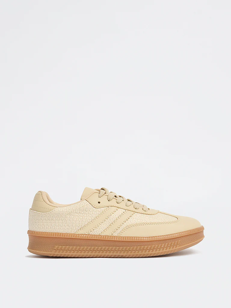 LUNA BLU Ivory Lace-Up Textured Sneakers - Image 2