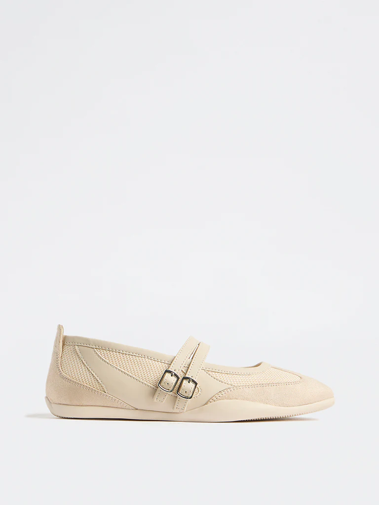 LUNA BLU Ivory Mesh-Textured Mary Jane Shoes - Image 4