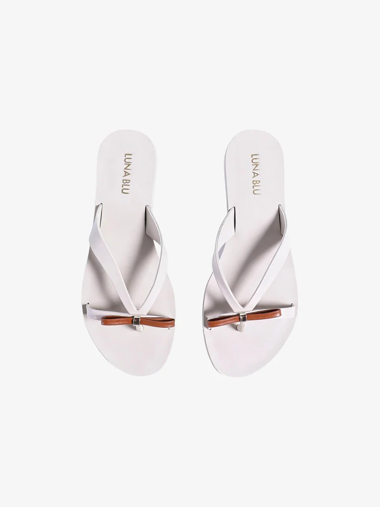 LUNA BLU Ivory Mini Bow Detail Sandals - Image 2