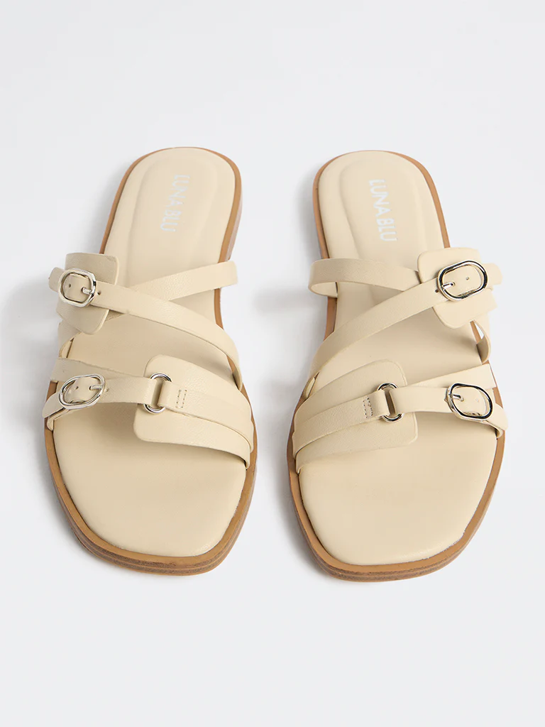 LUNA BLU Ivory Multi-Strap Slides - Image 2