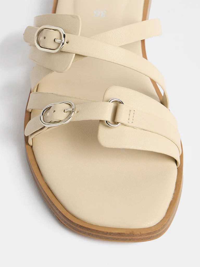 LUNA BLU Ivory Multi-Strap Slides - Image 3