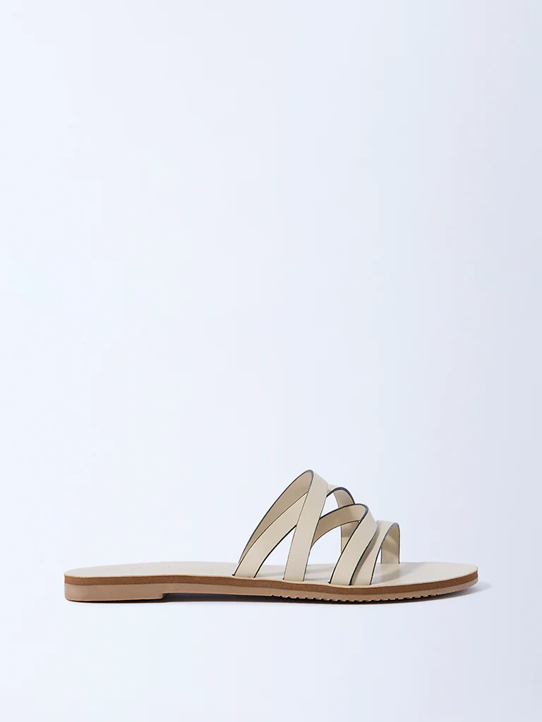 LUNA BLU Ivory Multi-Strap Slides - Image 3
