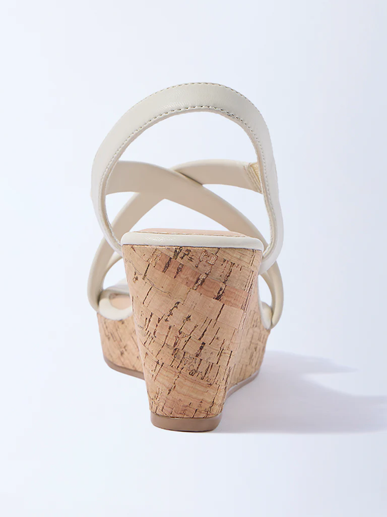 LUNA BLU Ivory Multi-Strap Wedge Sandals - Image 3