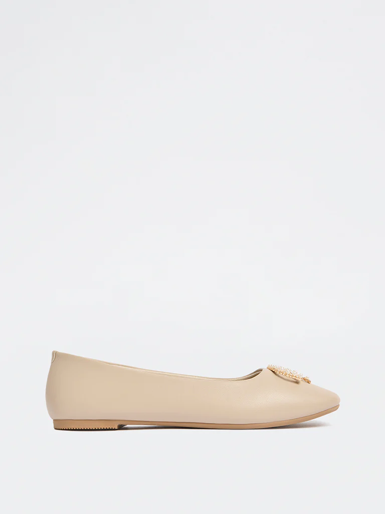 LUNA BLU Ivory Pearl Embellished Ballerinas