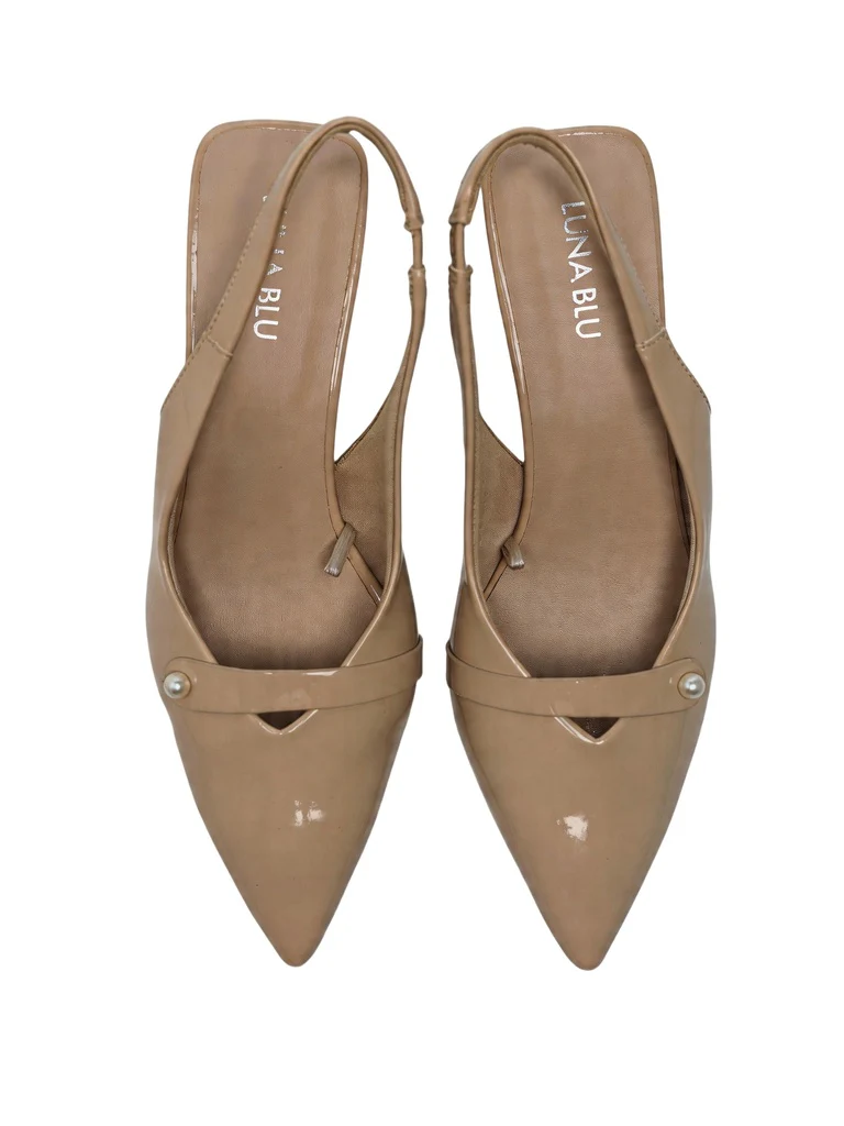 LUNA BLU Ivory Pearl Embellished Kitten Heel Mules