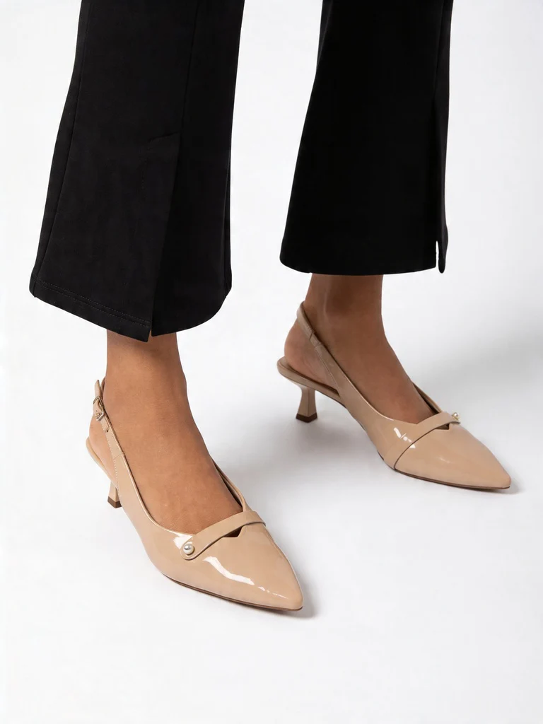 LUNA BLU Ivory Pearl Embellished Kitten Heel Mules - Image 2