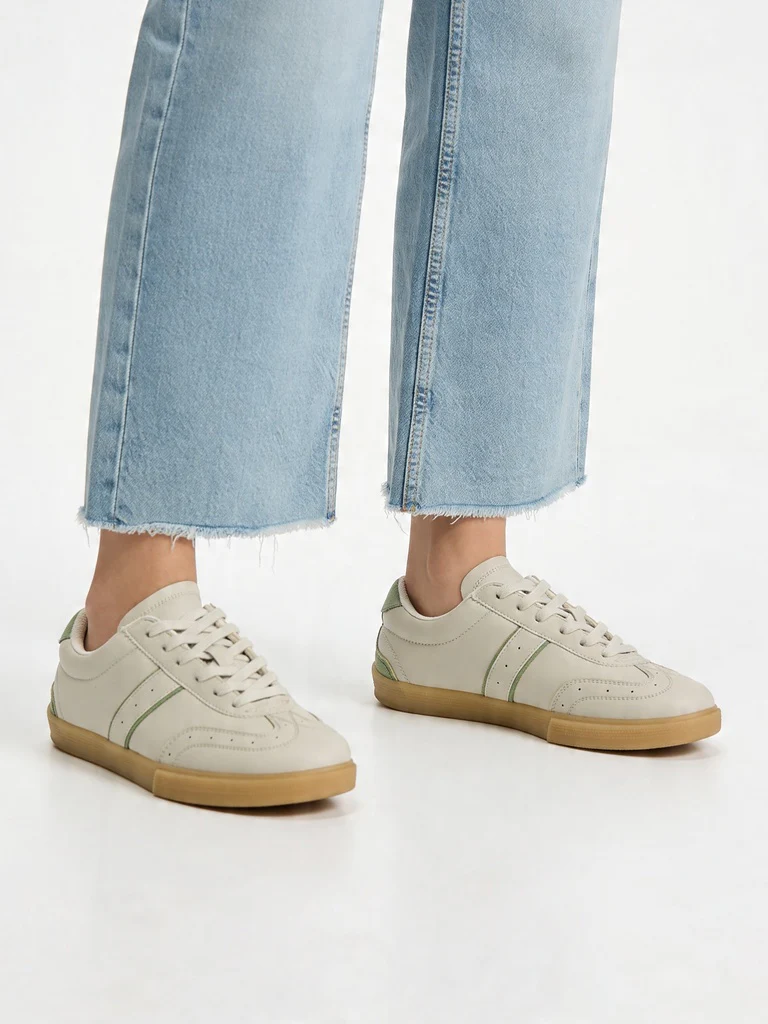 LUNA BLU Ivory Perforated Lace-Up Trainer Sneakers - Image 2