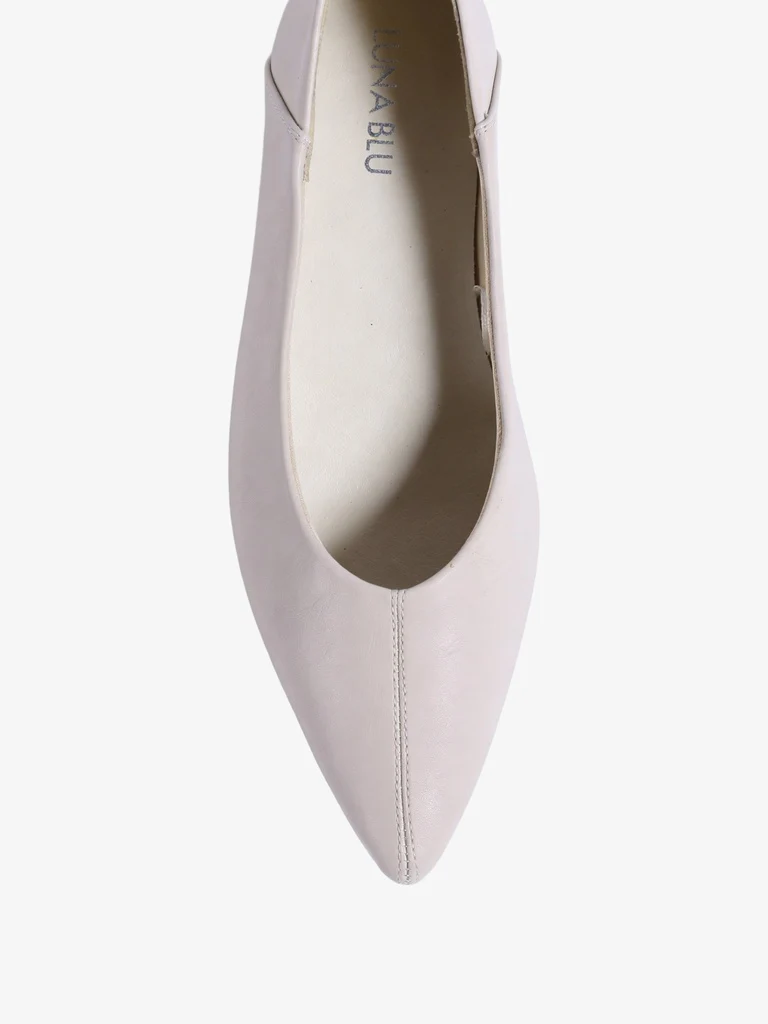 LUNA BLU Ivory Pointed Toe Ballerinas - Image 3