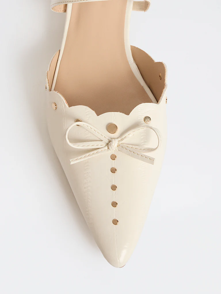 LUNA BLU Ivory Pointed Toe Mules - Image 3