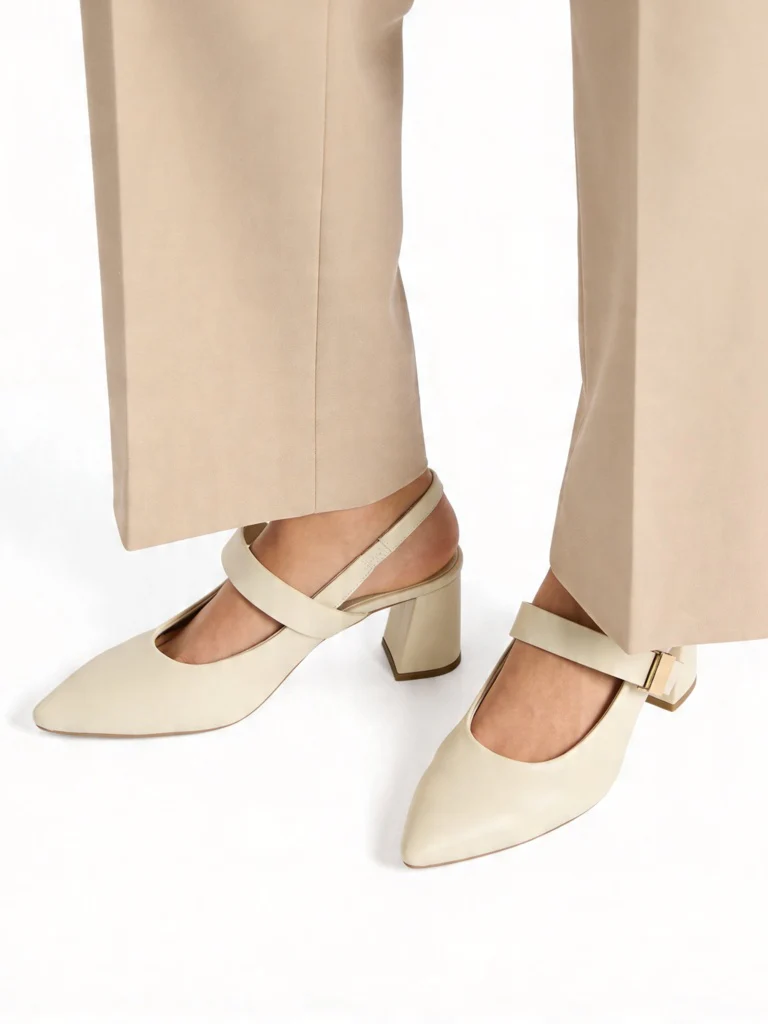 LUNA BLU Ivory Slingback Block-Heel Shoes - Image 2
