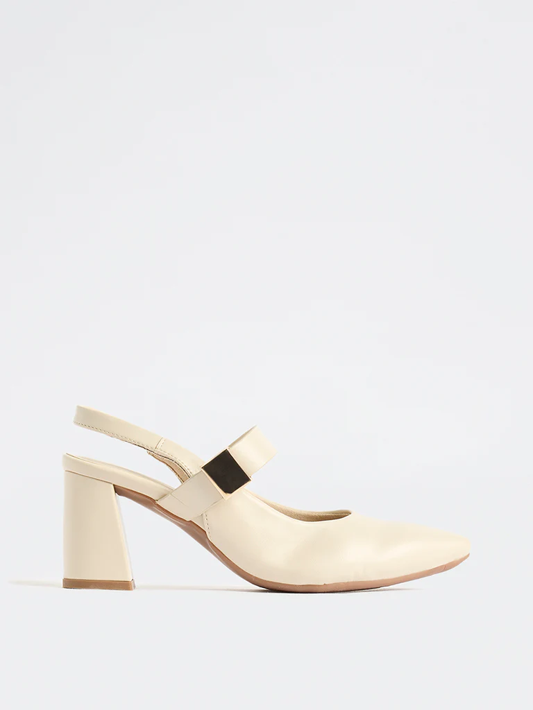 LUNA BLU Ivory Slingback Block-Heel Shoes - Image 4