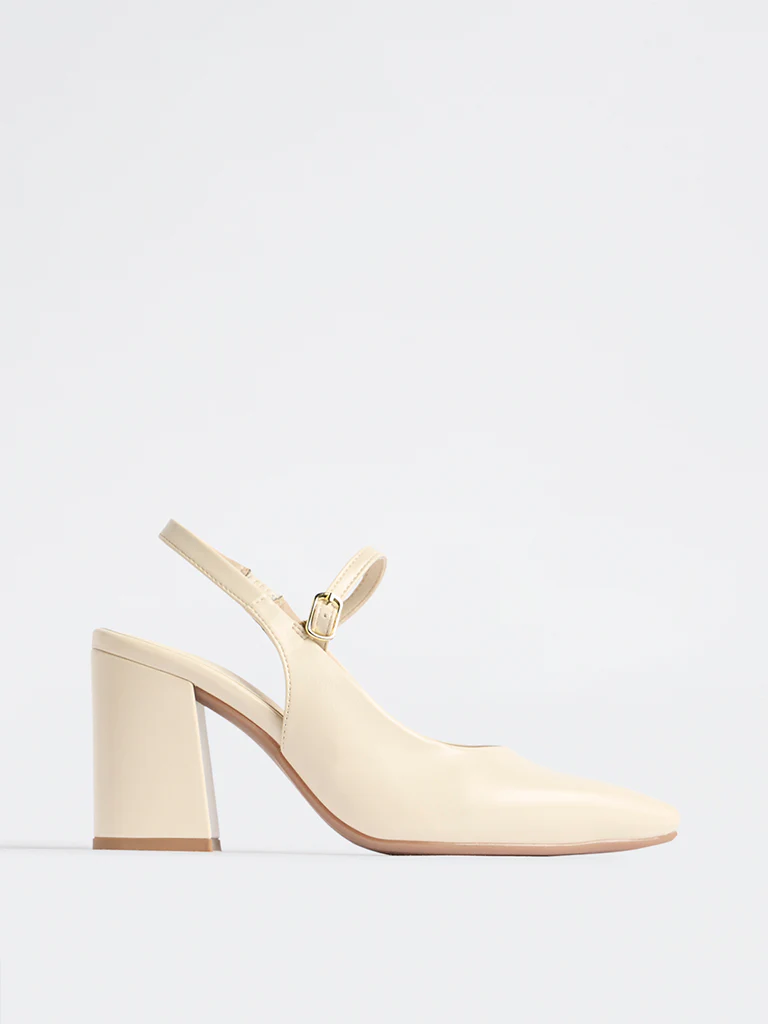 LUNA BLU Ivory Slingback Block Mules - Image 2
