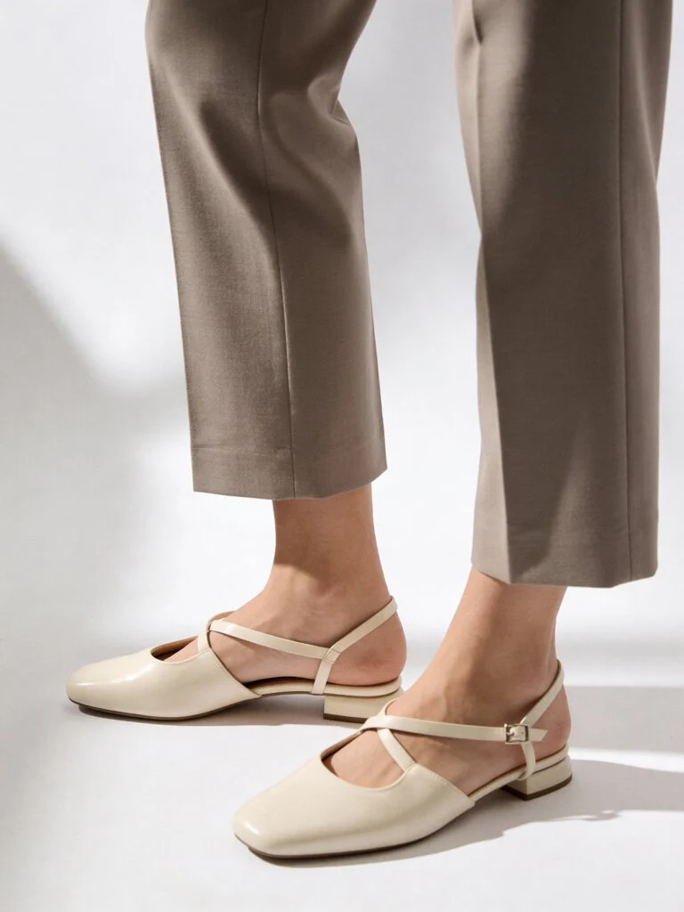 LUNA BLU Ivory Slingback Mules
