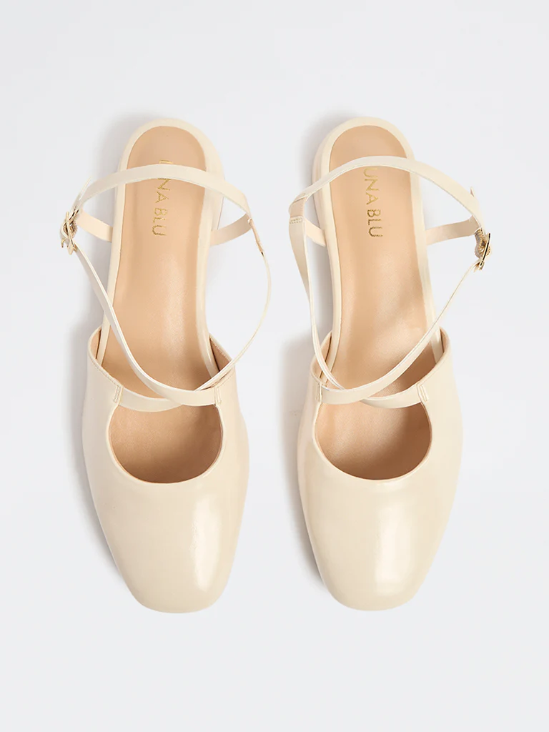 LUNA BLU Ivory Slingback Mules - Image 3