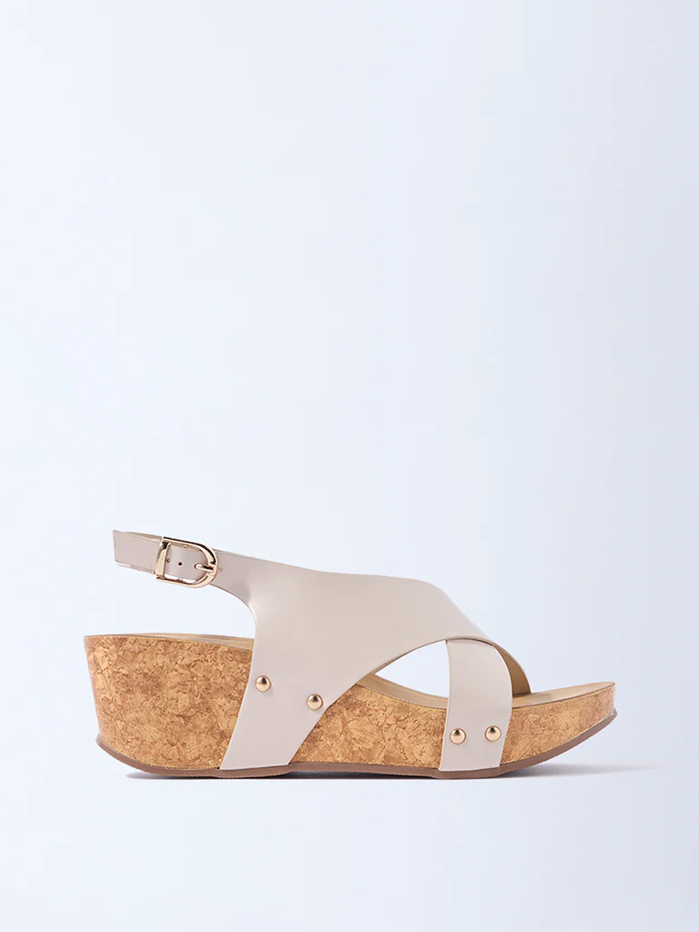 LUNA BLU Ivory Slingback Wedge Sandals
