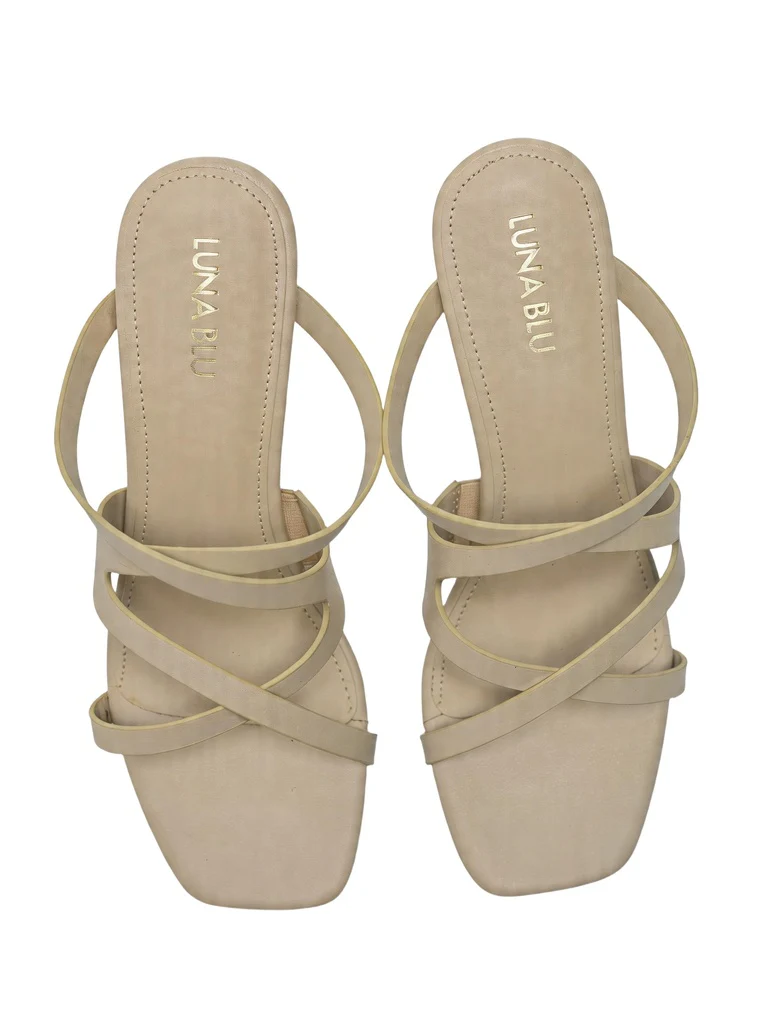 LUNA BLU Ivory Strappy Kitten Heel Sandals - Image 2