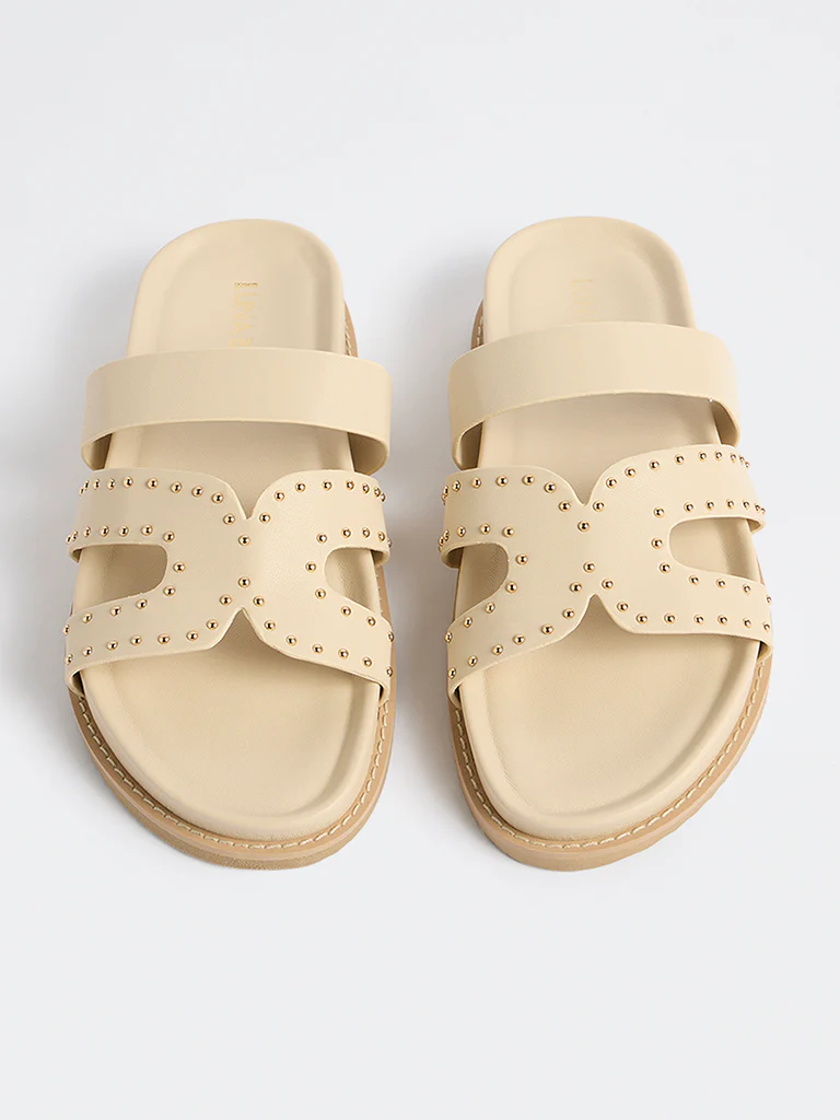LUNA BLU Ivory Stud Detailed Comfort Sandals - Image 2