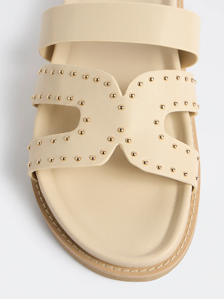 LUNA BLU Ivory Stud Detailed Comfort Sandals - Image 4