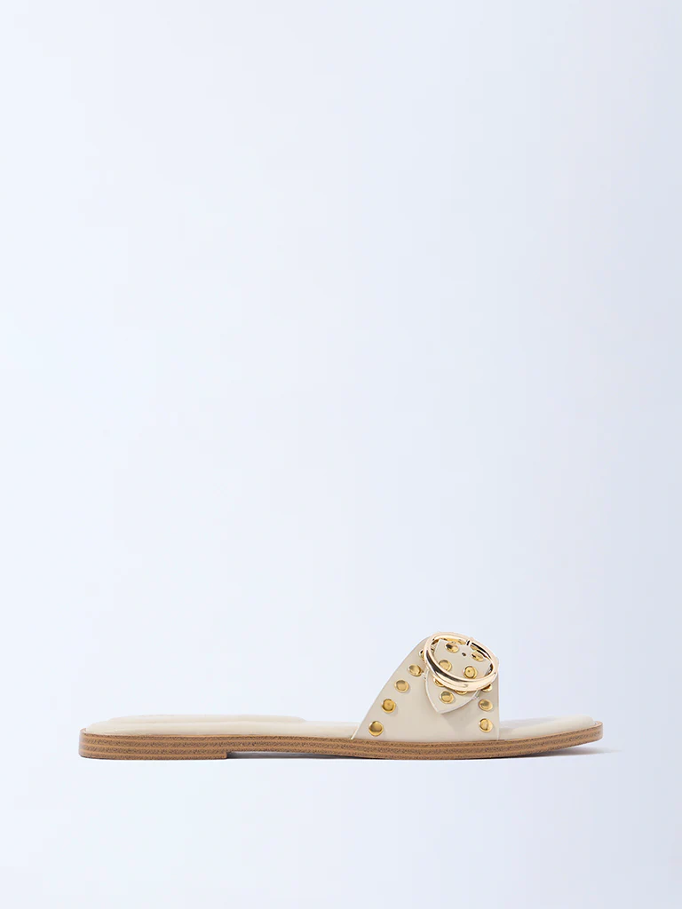 LUNA BLU Ivory Stud-Detailed Slides - Exclusive - Image 2