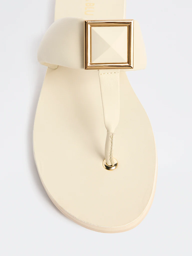 LUNA BLU Ivory Toe-Loop Slides - Image 4