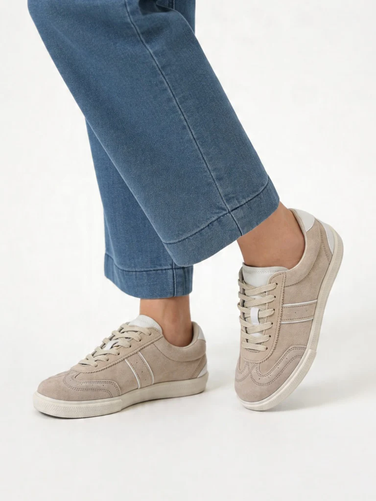LUNA BLU Light Taupe Lace-Up Textured Sneakers - Image 2