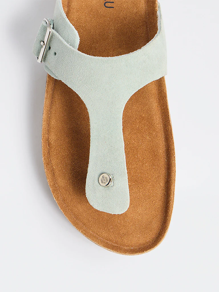LUNA BLU Mint T-Strap Suede Sandals - Image 4