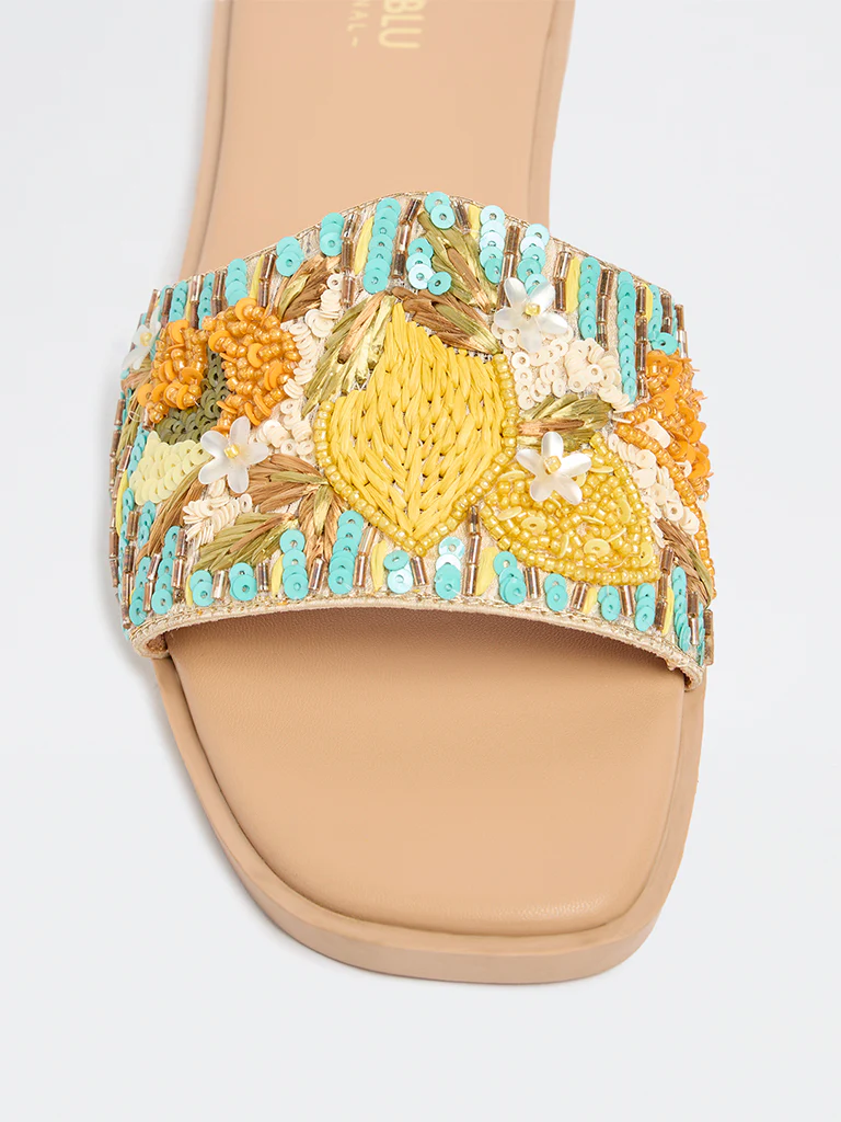 LUNA BLU Multicolor Embellished Slides - Image 4