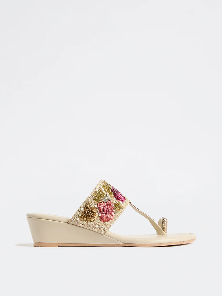 LUNA BLU Multicolour Embellished Wedge-Heel Sandals - Image 3