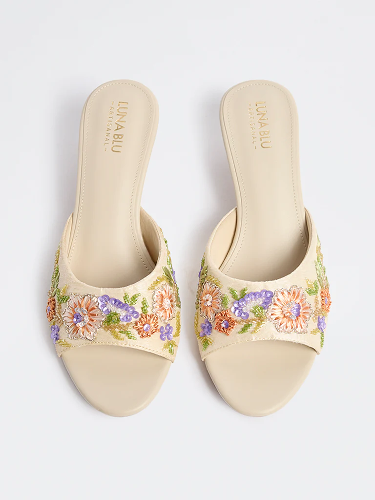 LUNA BLU Multicolour Floral Embellished Sandals - Image 3