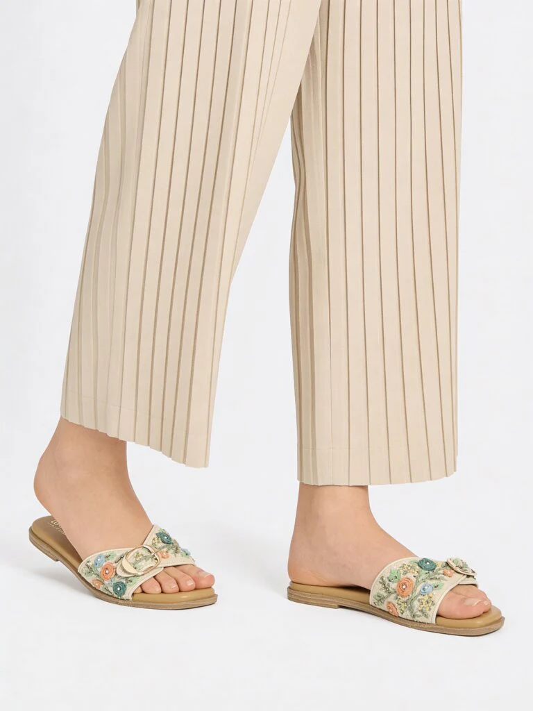 LUNA BLU Multicolour Floral Embellished Slides