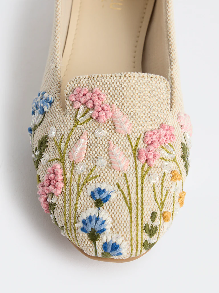 LUNA BLU Multicolour Floral Embroidered Loafers - Image 3
