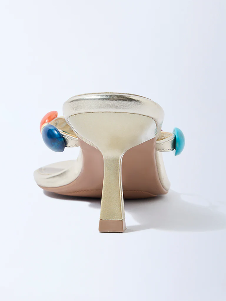 LUNA BLU Multicolour Stone-Detailed Heel Sandals - Image 3