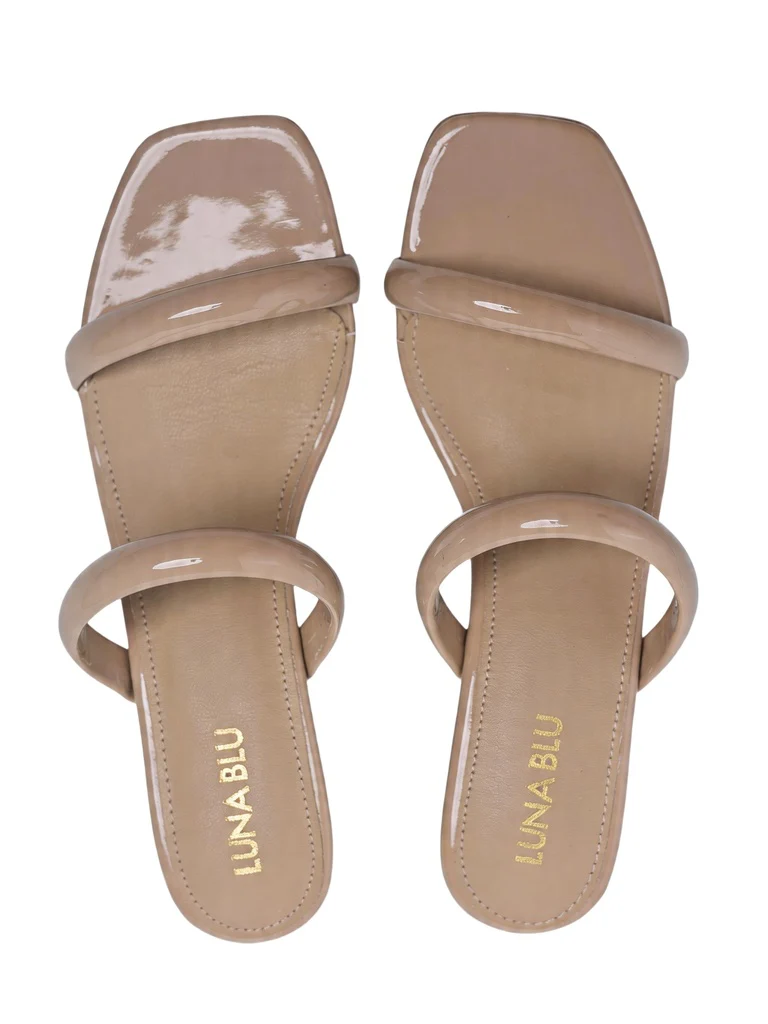 LUNA BLU Nude Dual Strap Heel Sandals