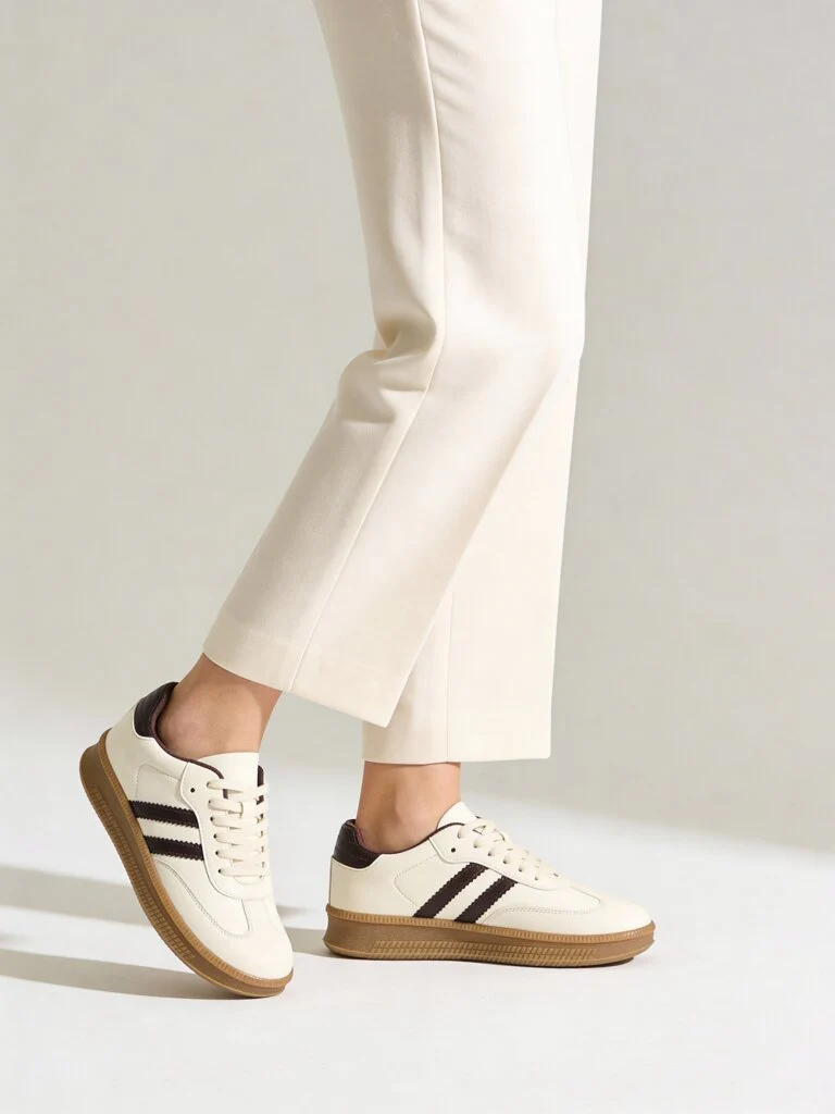LUNA BLU Off-White Lace-Up Textured Sneakers
