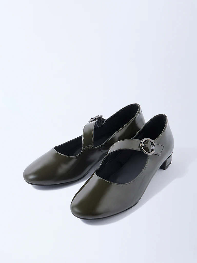 LUNA BLU Olive Block-Heel Mary Jane Shoes - Image 3