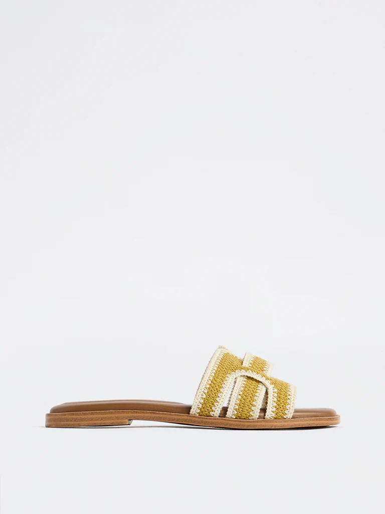 LUNA BLU Olive Knit-Textured Slides - Image 3