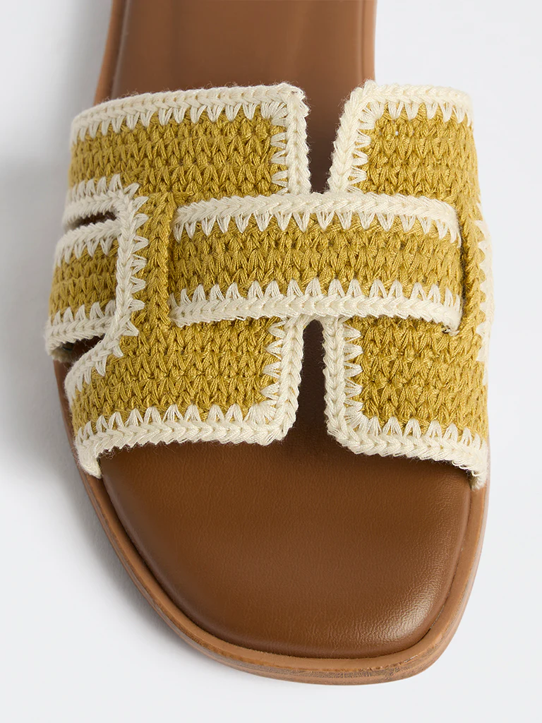 LUNA BLU Olive Knit-Textured Slides - Image 4