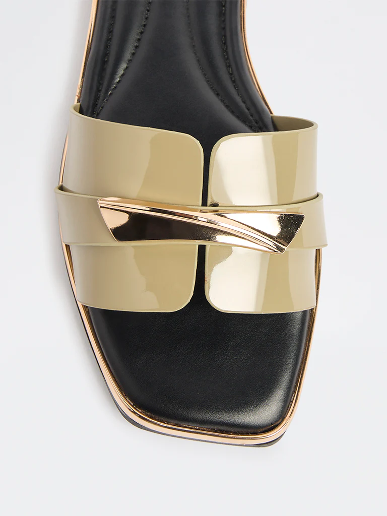 LUNA BLU Olive Metal-Detail Slides - Image 4