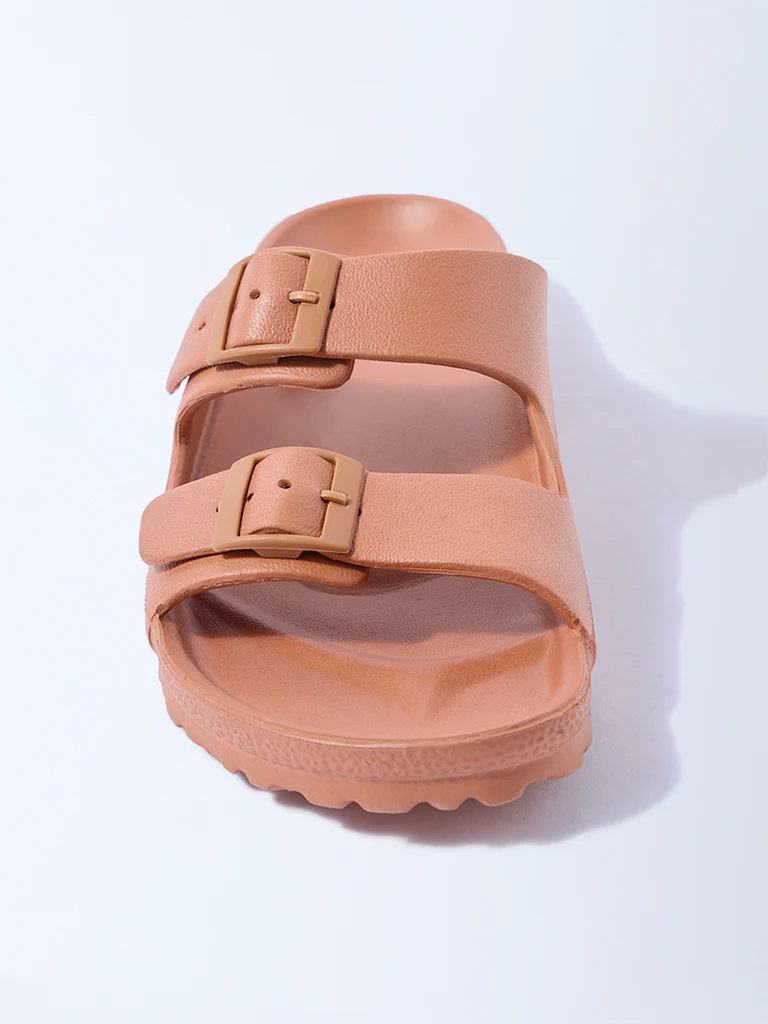 LUNA BLU Orange Dual-Strap Slip-On Sandals - Image 3