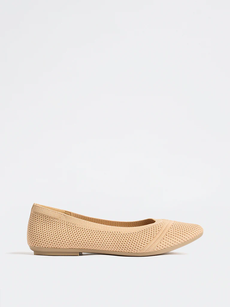 LUNA BLU Peach Knit-Textured Ballerinas - Image 2