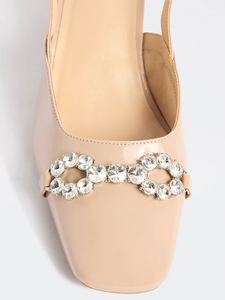 LUNA BLU Pink Diamante Embellished Slingback Mules - Image 3