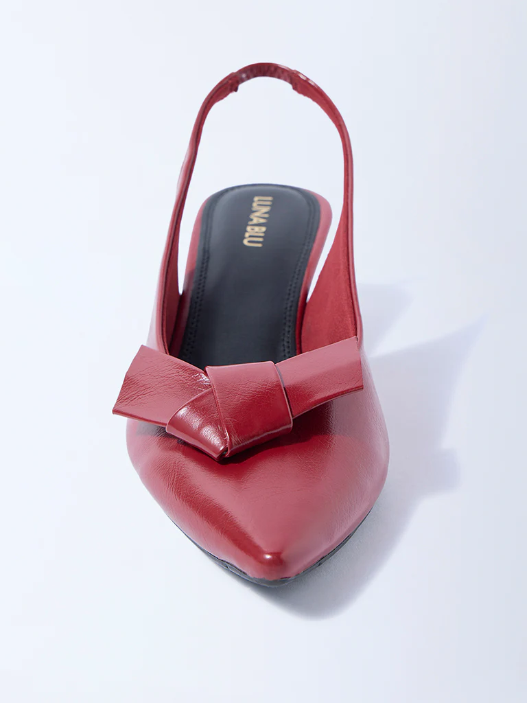 LUNA BLU Red Bow-Detailed Slingback Mules - Image 3