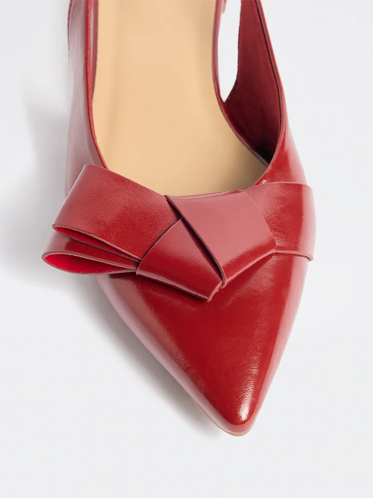 LUNA BLU Red Bow-Detailed Slingback Mules - Image 3