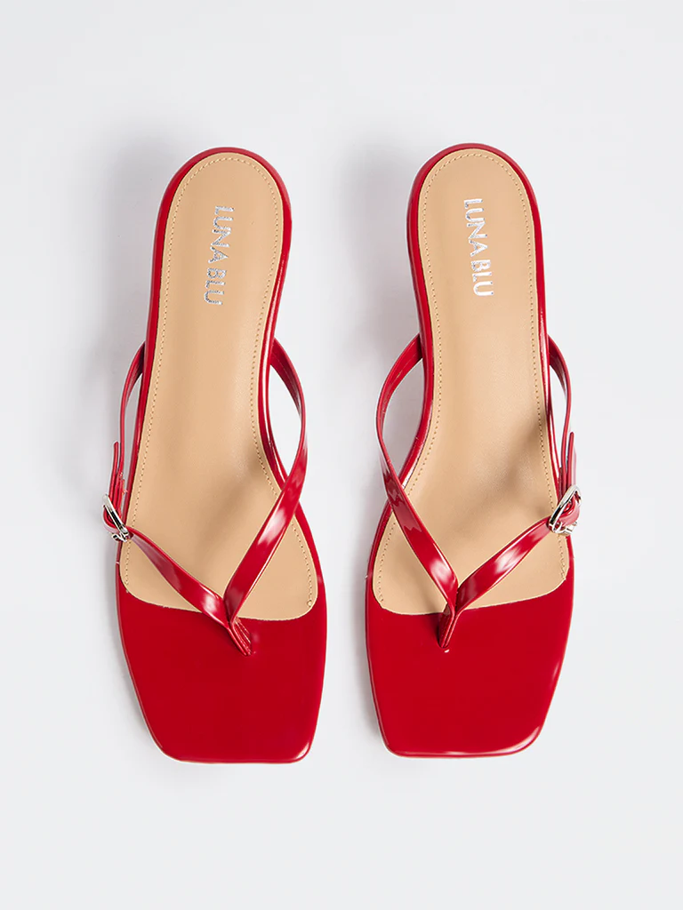 LUNA BLU Red Thong-Strap Sandals - Image 2