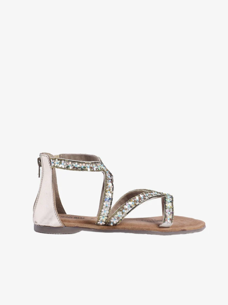 LUNA BLU Rose Gold Gladiator-Strap Flat Sandals - Image 2