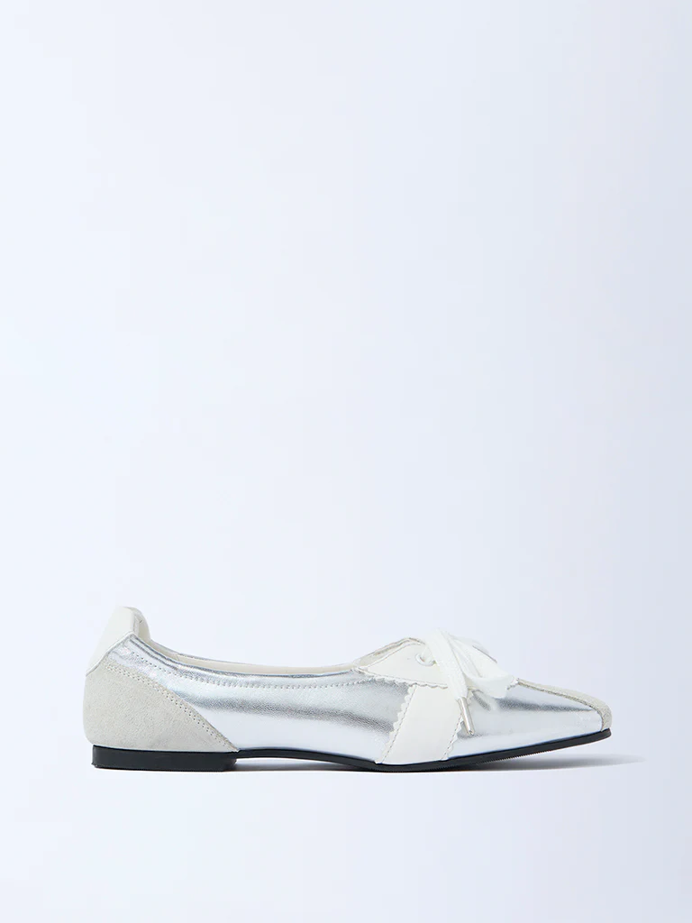 LUNA BLU Silver Lace-Up Shoes - Image 2