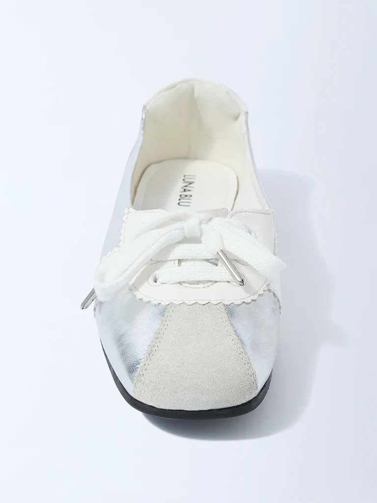 LUNA BLU Silver Lace-Up Shoes - Image 4